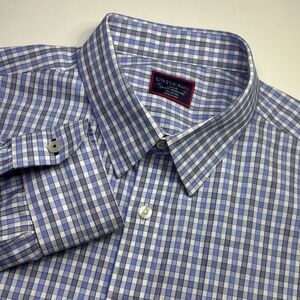 UNTUCKit Durif WF Men's Large White Blue Check‎ Long Sleeve Button Down Shirt